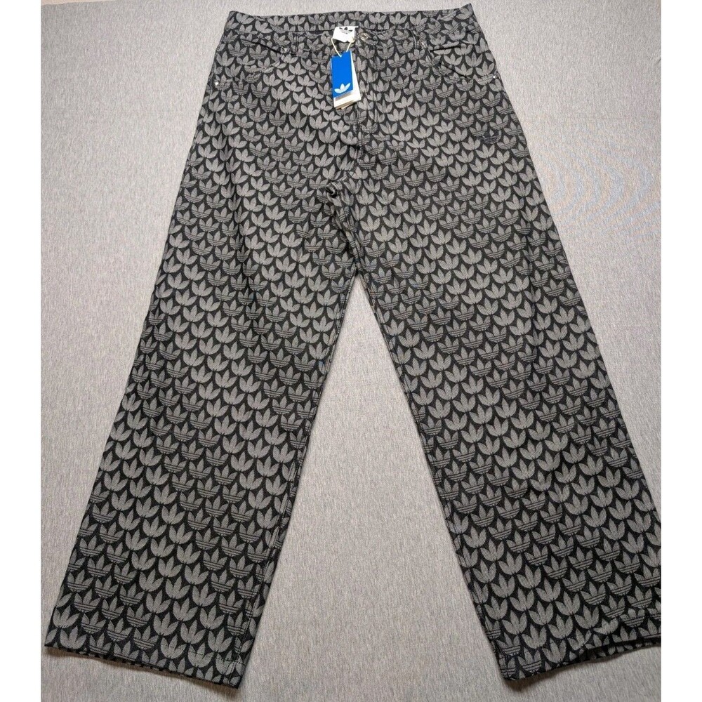 Mens Adidas Denim Loose Monogram Pants “Size 38” KC6380 MSRP $100 Brand New